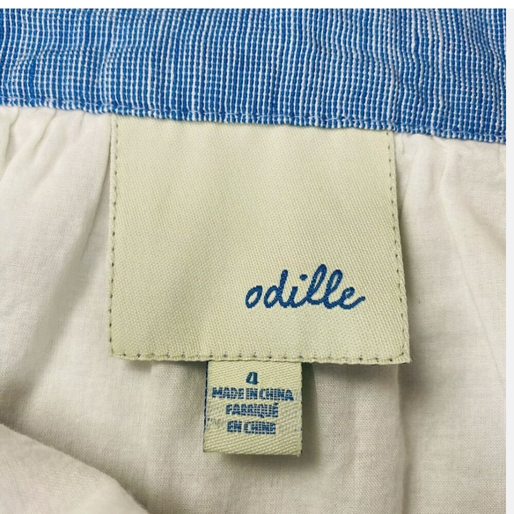 Odille Anthropologie Y2K Alpine Dreams Tiered Skirt Linen Blend Preppy Vintage - Picture 4 of 13